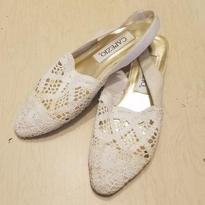 White Crochet/Lace Sandals/Slip Ons